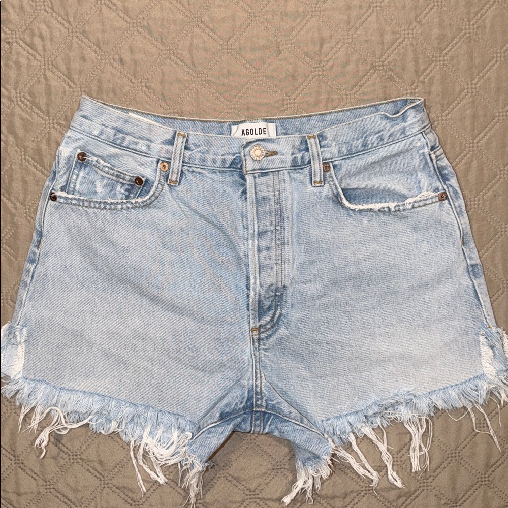 Agolde Light Blue Button-Fly Short - Picture 8 of 12